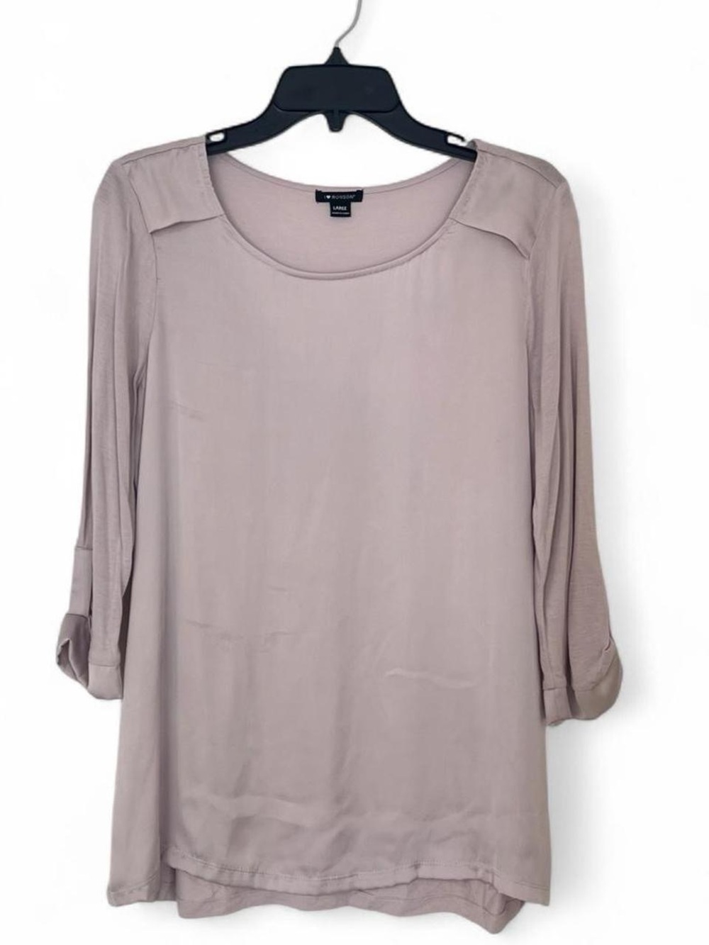 I Heart Ronson Women's Mauve Taupe Roll-Tab Tunic Top
